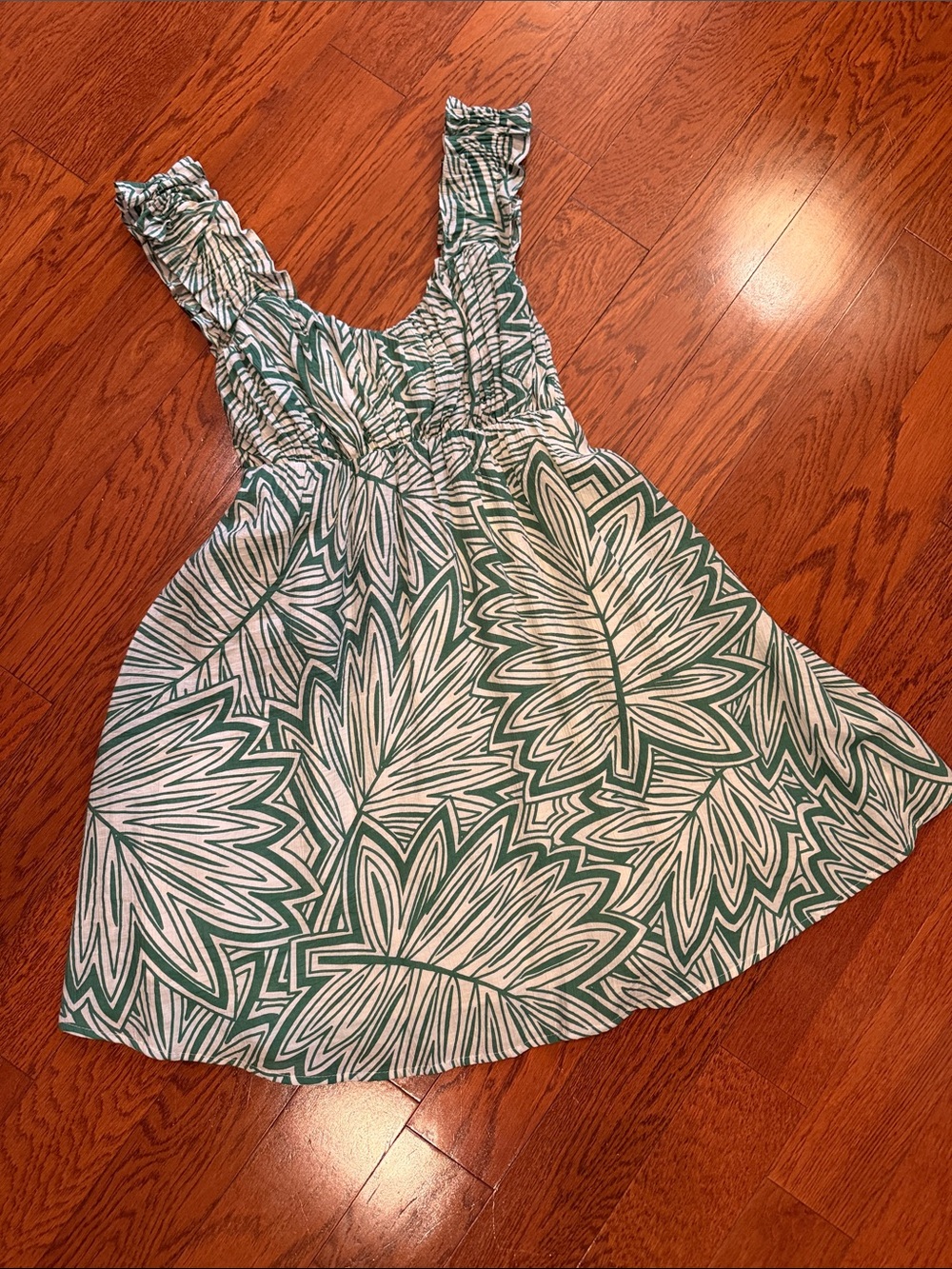 Blu Pepper Green and White Floral Mini Dress
